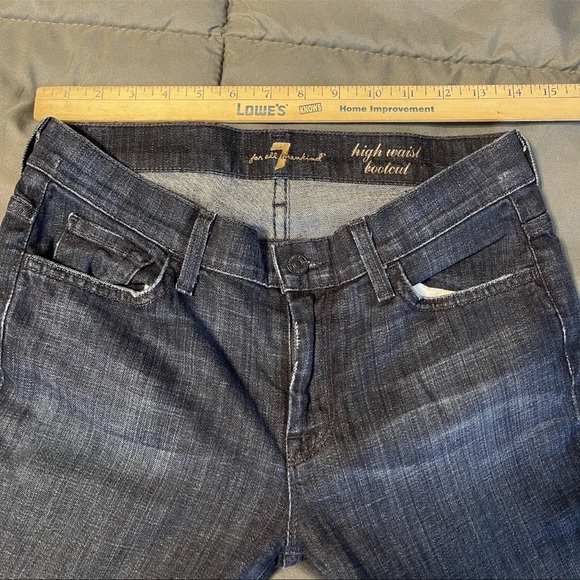 7 For all Mankind Low Rise Bootcut Jeans Women's 28 Dark Wash Denim Solid - Picture 5 of 7